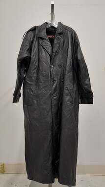 Vintage Phase 2 Black Leather Trench Coat - Men's XL - Full Length Duster Goth M